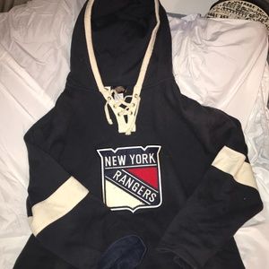 New York Rangers NYR NHL Hockey lace up  Hoodie L
